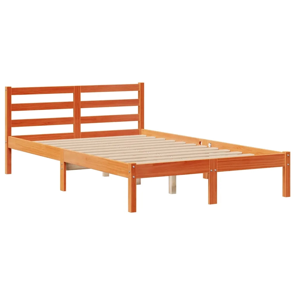 Letto Libreria senza Materasso Marrone Cera 135x190 cm in Pino 3321951