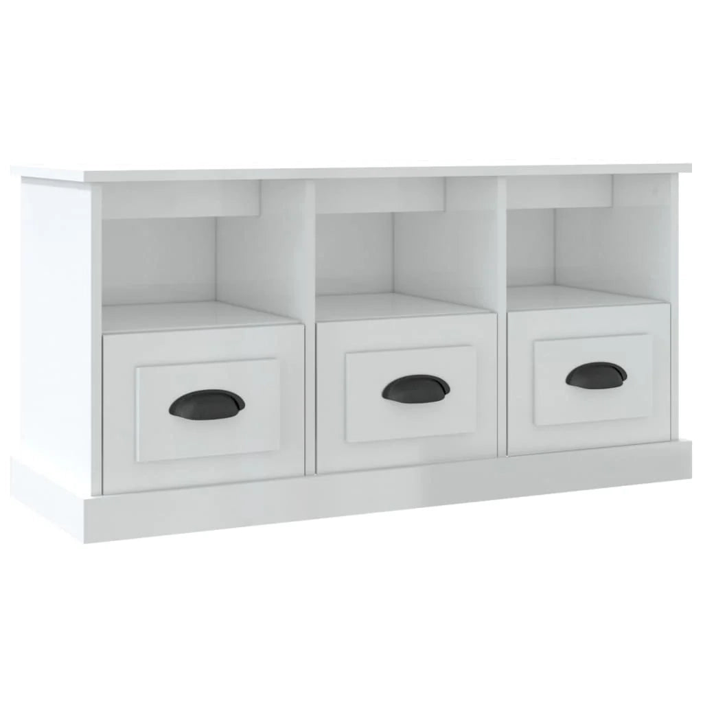 Mobile TV multimediale mensola TV credenza TV sala da pranzo soggiorno camera da letto finitura lucida 100 x 35 x 50 cm legno ingegnerizzato bianco 02_0026978