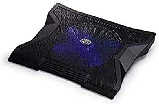 Cooler per laptop XL - Ventilatore silenzioso da 230 mm con illuminazione LED a forma di X in blu regolatore di velocità del ventilatore hub USB per laptop fino a 17