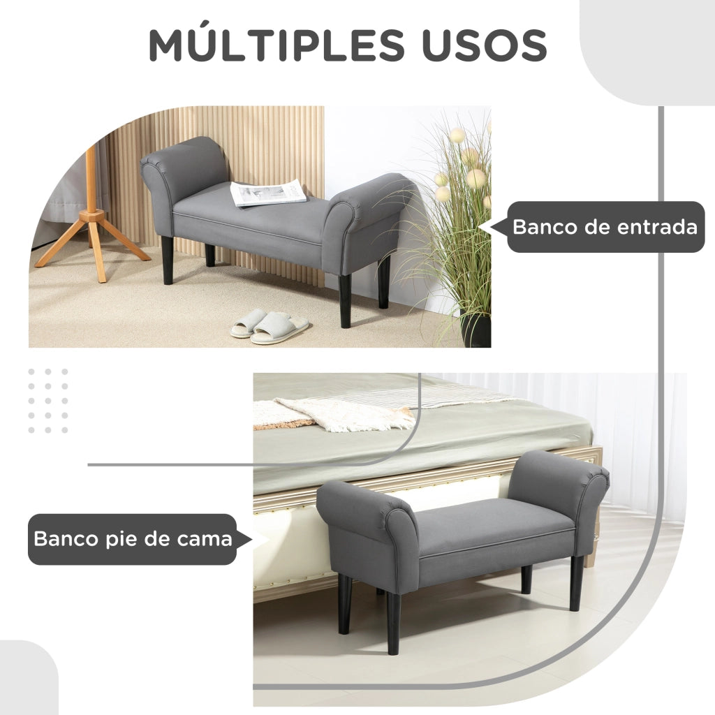 Pouf Letto Imbottito con Schienale e Braccioli ¨C Zephmum ¨C Grigio Scuro 120x90x50 cm