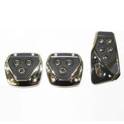 Trade Shop - Copri Pedali Cromato Acciaio Nero Ws1565 Auto Sportiva Tuning Antiscivolo Auto -