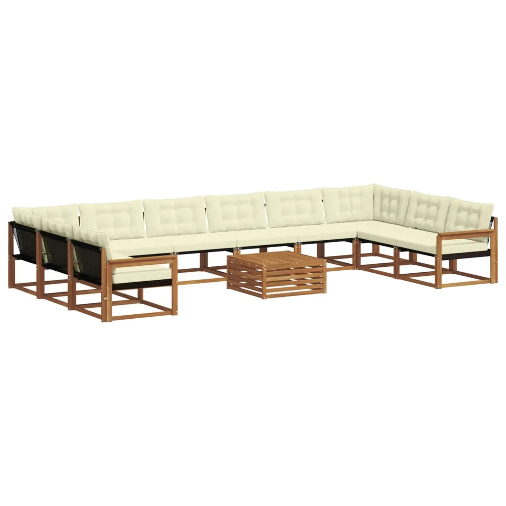 Set di divani da esterno con cuscino 11 pcs Naturale e Crema 3369905