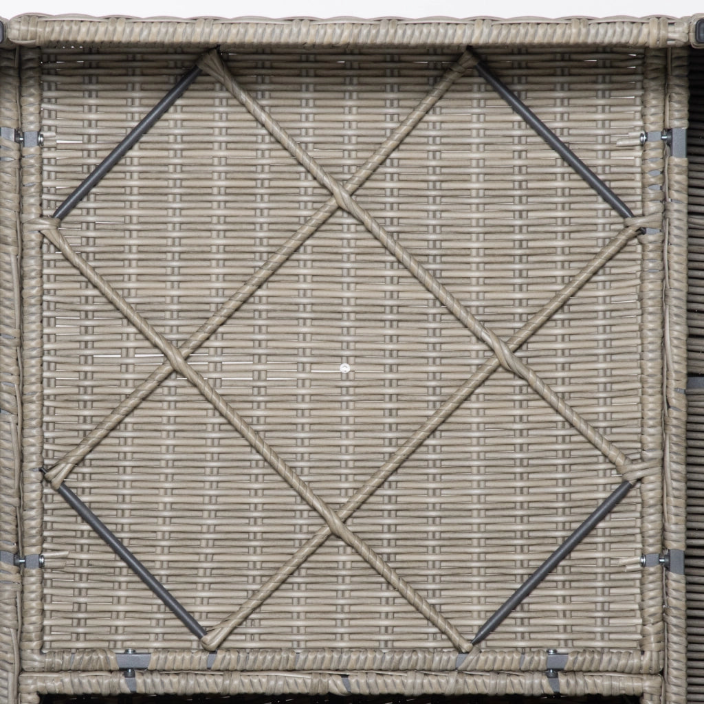 Set 4 Pz Salotto da Esterni in Rattan con 1 Divano, 2 Poltrone e 1 Tavolino, Kaki e Beige