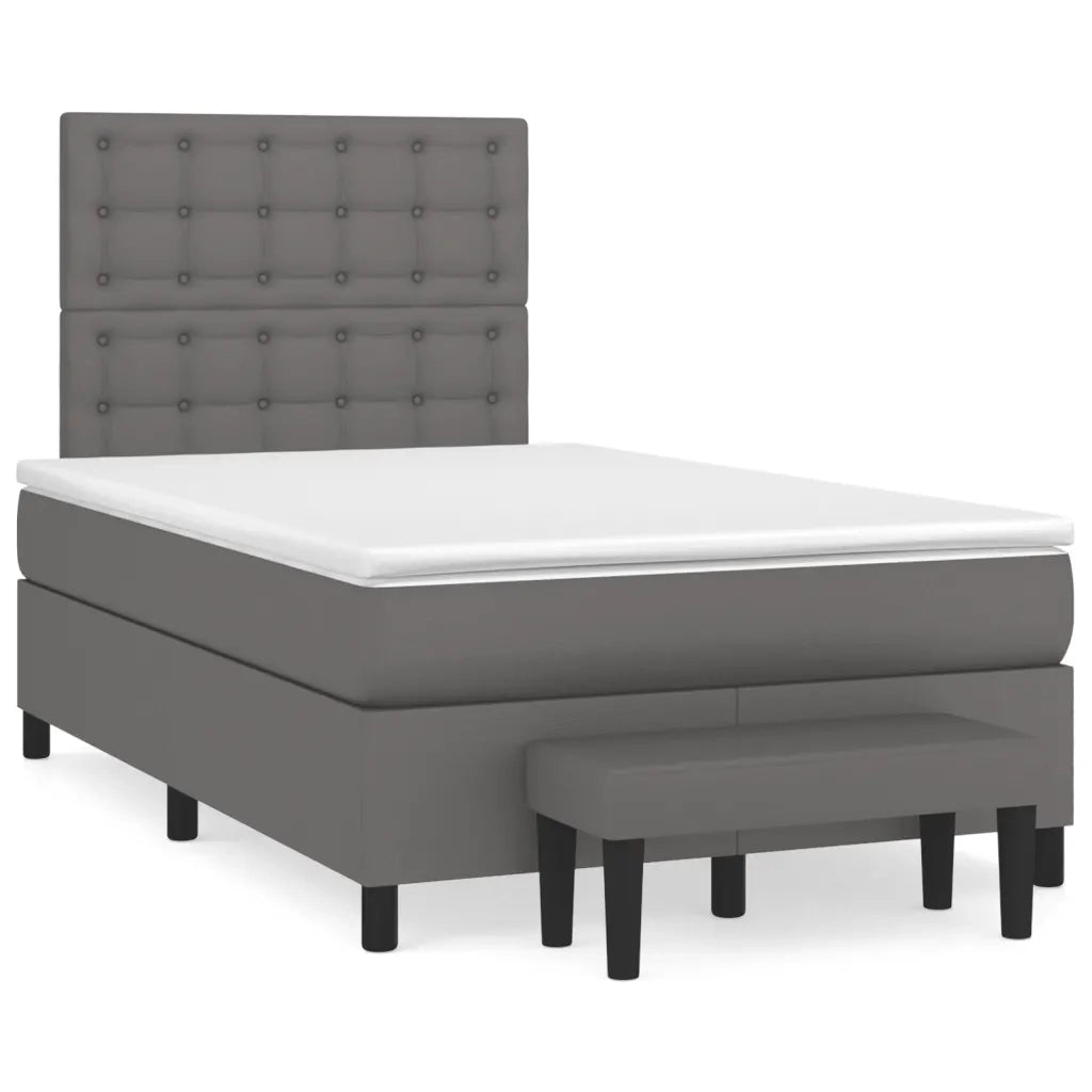 Giroletto a Molle con Materasso Grigio 120x190 cm in Similpelle