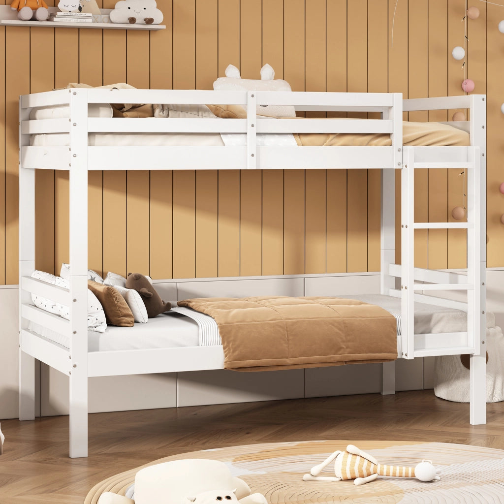 LETTO A CASTELLO 90x200 cm in pino bianco, divisibile in 2 letti singoli
