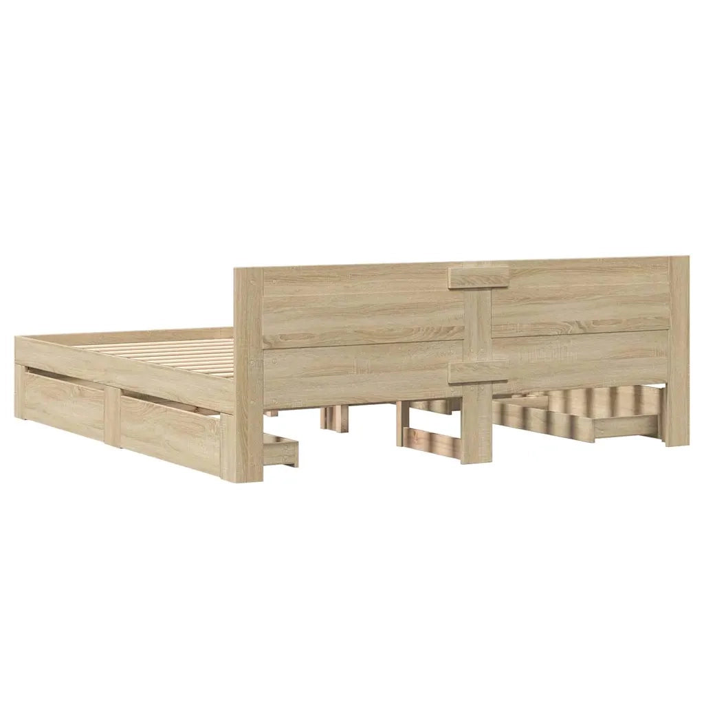 Struttura del letto 2 pcs Sonoma 193 x 203 cm Legno multistrato 3402856