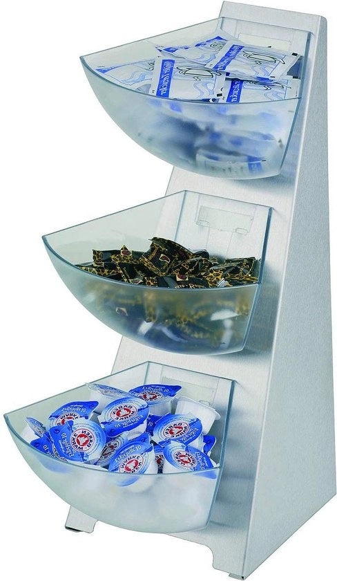 Sostegno per tazze a 3 livelli - materiale in acciaio inossidabile - capacità di 1 litro - portiedispenser con goccia per porzioni