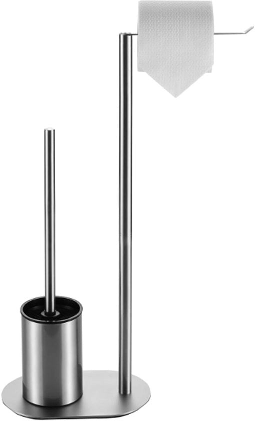 WC Standaard con Spazzola - Fissato, Acciaio Inox - 2 pezzi