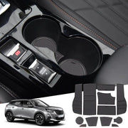 Materassini antislittamento in gomma compatibili con Peugeot 2008 e-2008 2020-2024 2025, tappeti densi per cassetto portaoggetti, bracciolo, portabicchieri, portaoggetti e accessori 2008 2023 (nero)