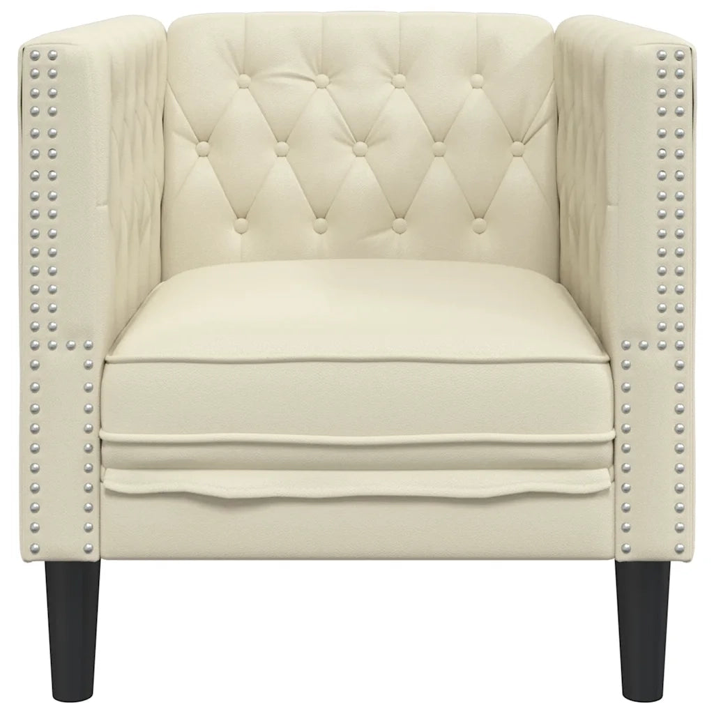 Poltrona Chesterfield Crema in Ecopelle