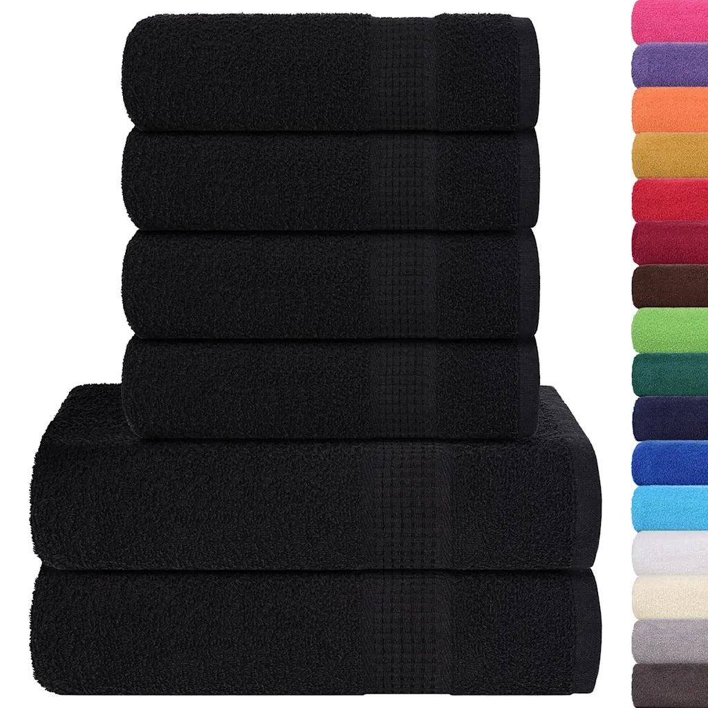 vidaXL Set Asciugamani 6 pz Neri 360 gsm 100% Cotone