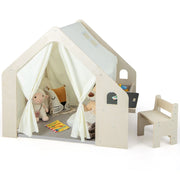 Tenda da gioco per interni 6 in 1 dimensioni 131 x 98 x 113 cm multiattività design moderno legno naturale 20_0014294