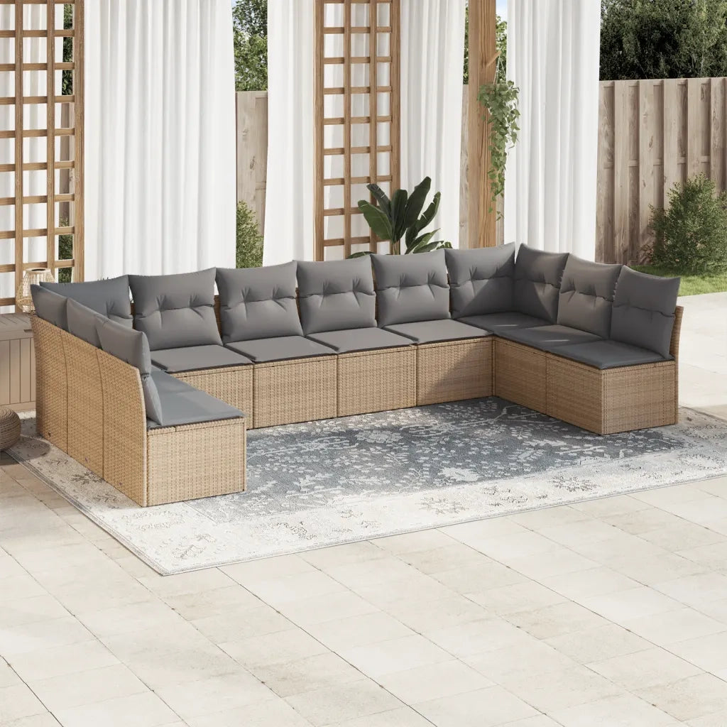Set Divano da Giardino 10 pz con Cuscini Beige in Polyrattancod mxl 112001