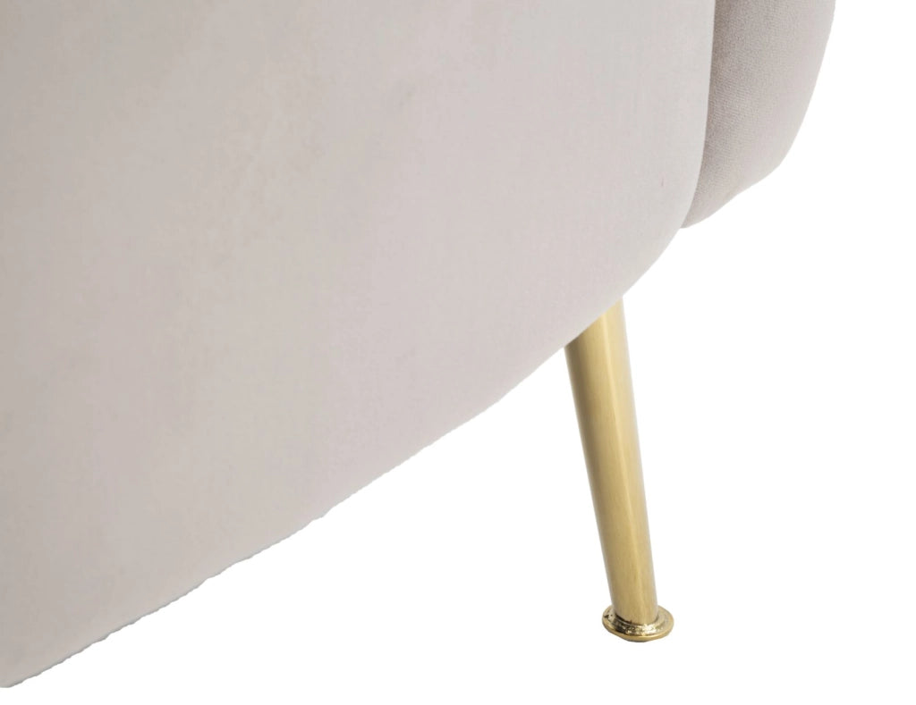 Poltrona in tessuto grigia con gambe dorate cm 76x74x71