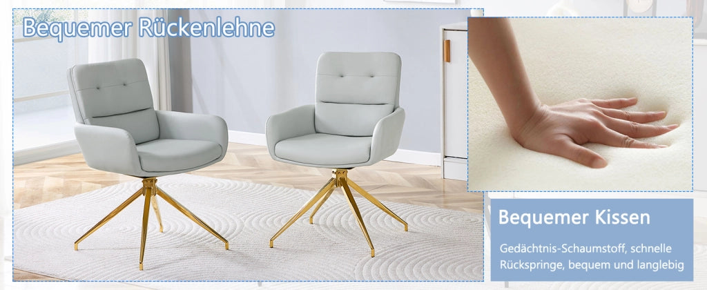 Poltrona Girevole 360¡ã ¨C MINIMAL ¨C PU Grigio Caldo, Gambe in Metallo Dorato