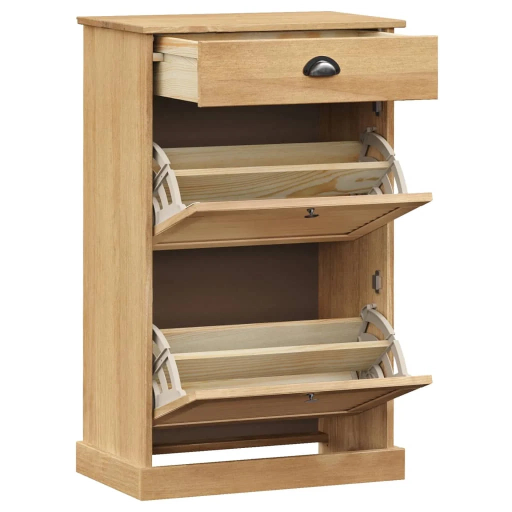 Scarpiera mobile contenitore per scarpe mobile per ingresso/corridoio/soggiorno 60 x 35 x 96 cm legno massello di pino marrone 02_0022113