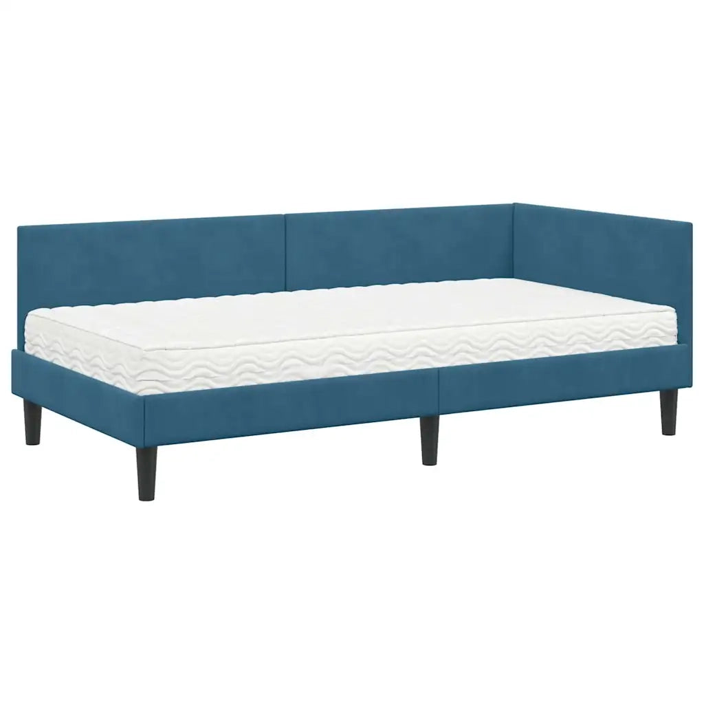 Letto singolo | Letto per adulti | Struttura Letto Angolare con Materasso Altro 2 pcs Blu Velluto