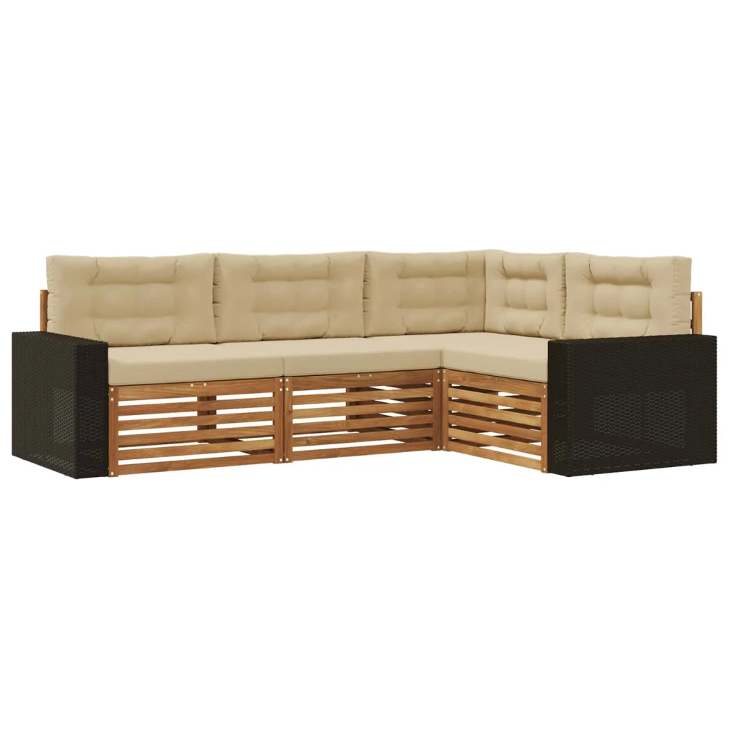 Set di divani da esterno 4 pz Naturale e Beige Poliestere 3383306