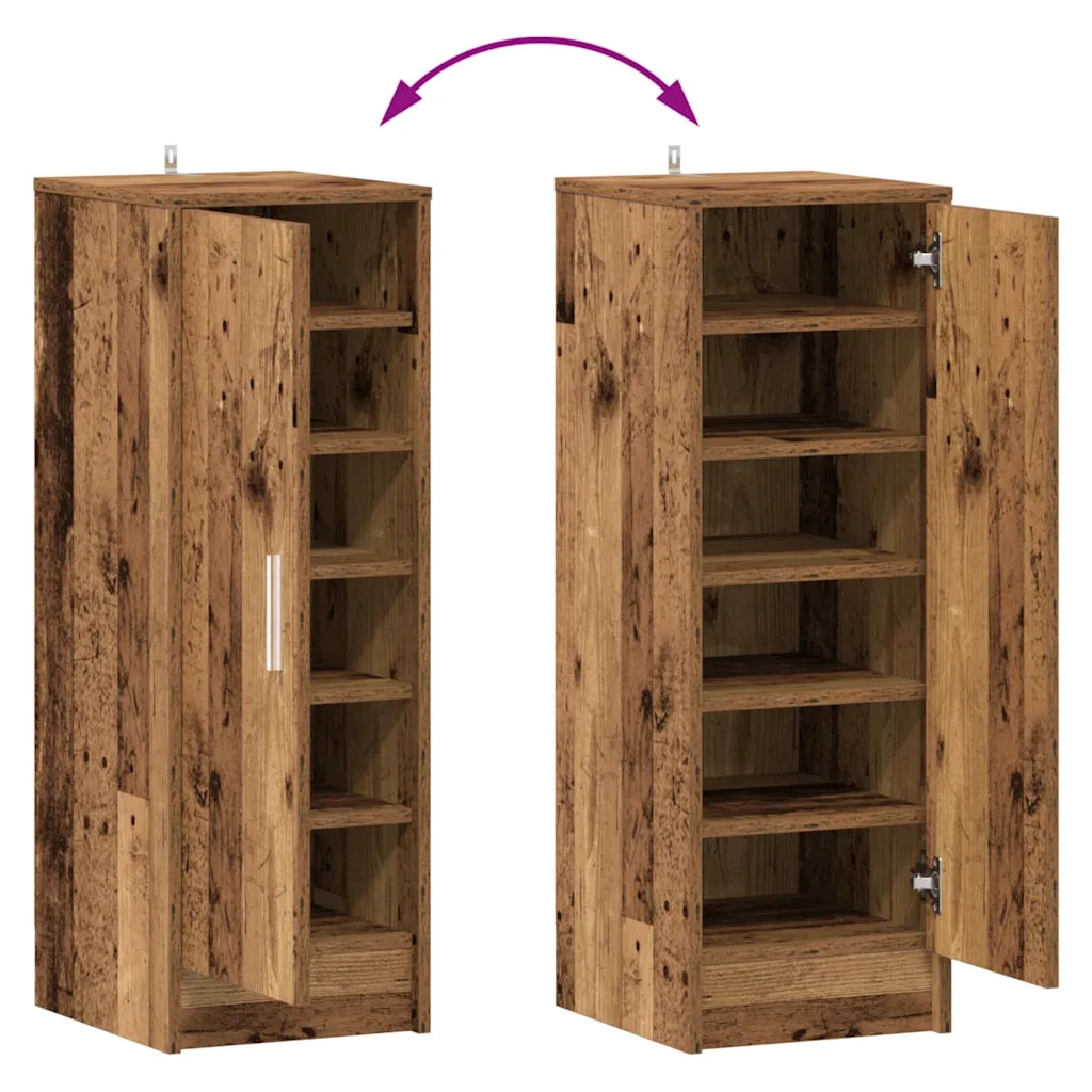 Scarpiera 32 x 35 x 92 cm ampio vano contenitore con anta stile moderno legno di rovere ingegnerizzato realizzata artigianalmente 02_0050920