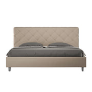BS COM Letto con rete imbottito 180x210 similpelle tortora