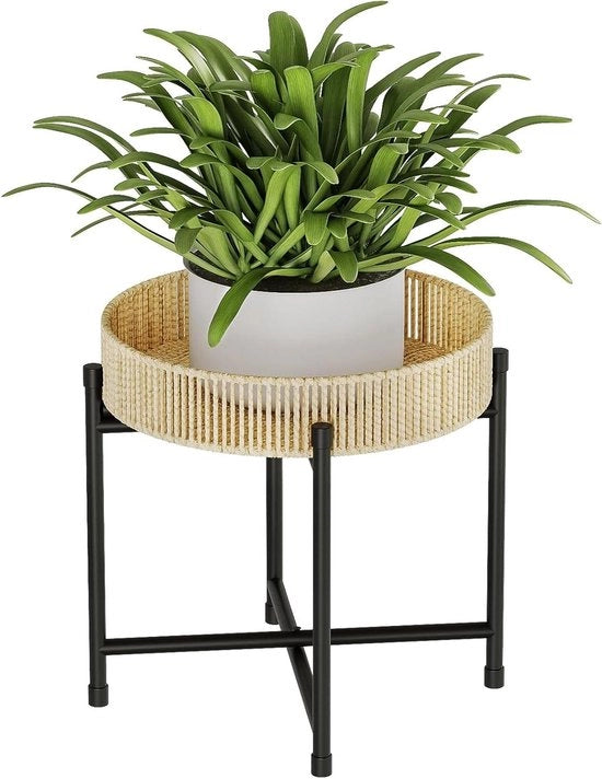 Panca per piante con fiori manufatti a mano - Stile bohemien - Tavolo di rattan per esposizione fiori - Decorazione di casa elegante