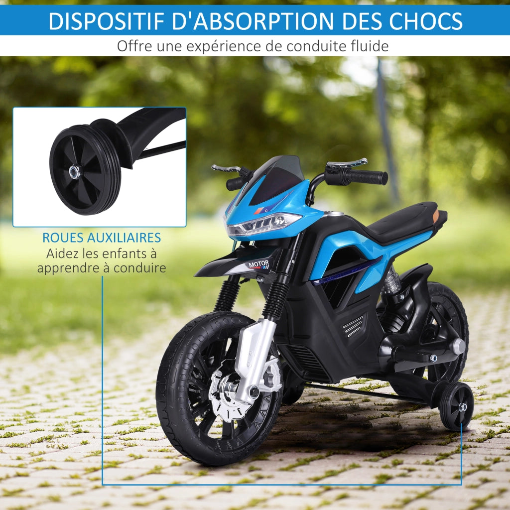 Moto Elettrica Bambini 3-6 Anni con Luci e Suoni ¨C zephmum ¨C Blu