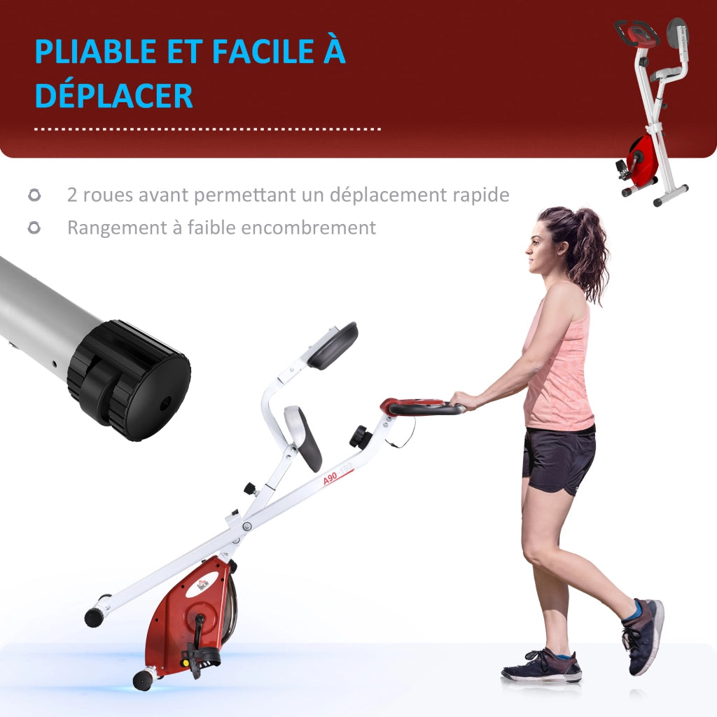 Bicicletta da camera pieghevole ¨C zephmum ¨C 8 livelli resistenza magnetica con schienale e sella regolabili, schermo LCD multifunzione, sensore frequenza cardiaca