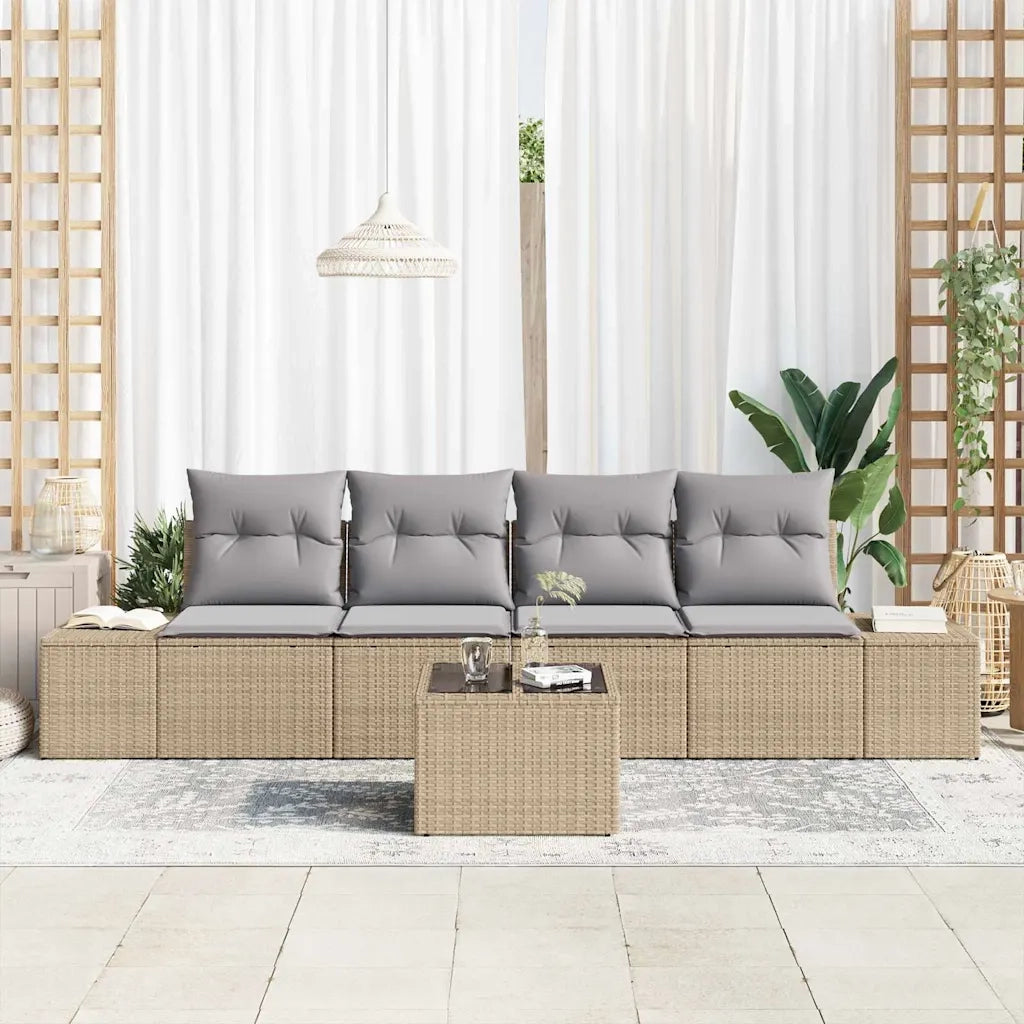 Set di divani 5 pcs Beige e Grigio Chiaro polyrattan 3346930