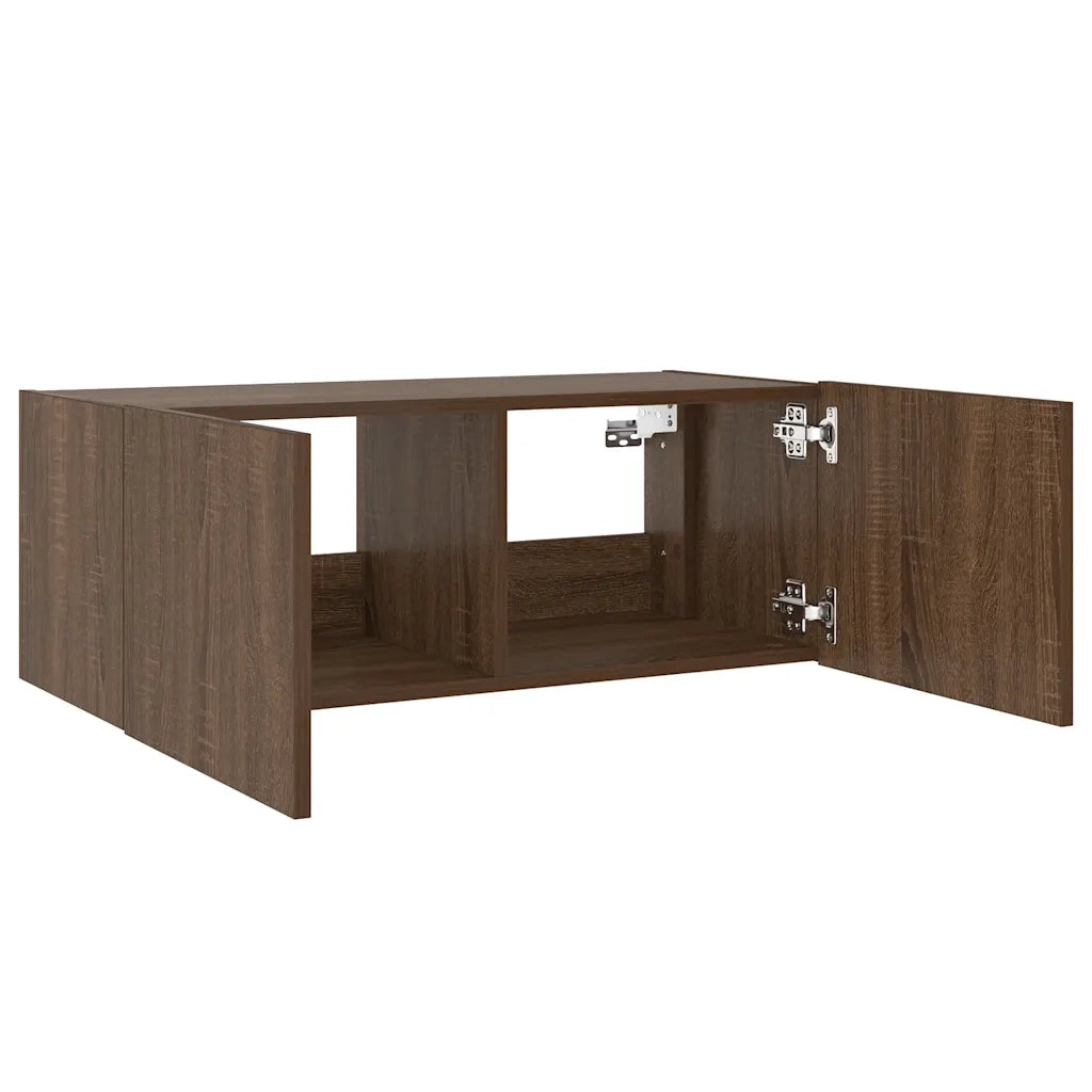 Mobile TV a Parete con Luci LED Rovere Marrone 80x35x31 cm 837293