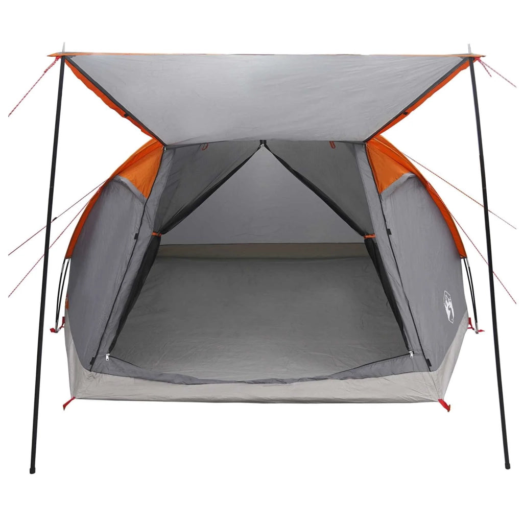 Tenda Capanna Grigio e arancione 6 persone Poliestere e Acciaio 42028585