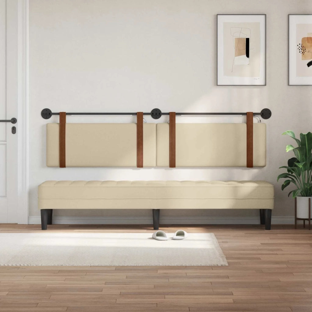 Testiera sospesa Con luce LED Crema PU Antico