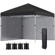 Gazebo pieghevole con 2 pareti laterali ¨C zephmum ¨C 3x3 m, nero, acciaio inox