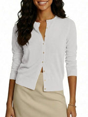 Cardigan Casual con Cerniera a Knop - Materiali Respiranti - Collo Ronde - Maniche Lunghe - Fodera Leggera
