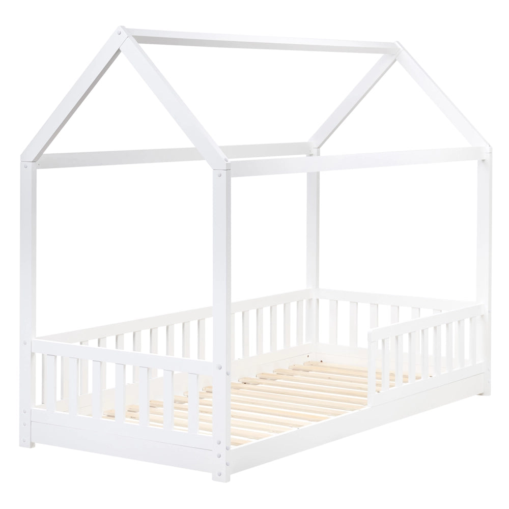 Letto per bambini a forma di casa UE Telaio singolo 90 x 200 cm con doghe in legno di pino bianco
