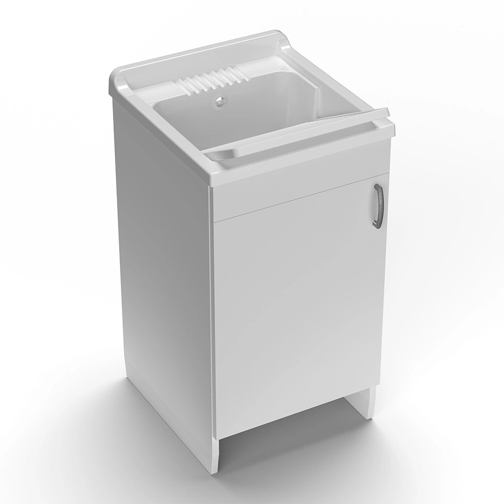 Mobile lavatoio 45x50 cm bianco in kit di montaggio con vasca e asse Ikaro