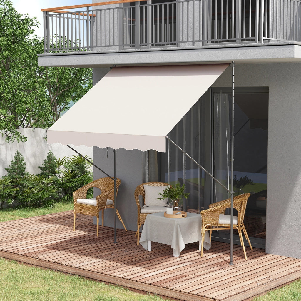 Toldo Manuale Retrattile per Balcone e Terrazza ¨C zephmum ¨C Crema 200x175x210-310 cm