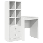 Scrivania | Tavolo da Ufficio con cassetto con lo scaffale 2 pz Bianco