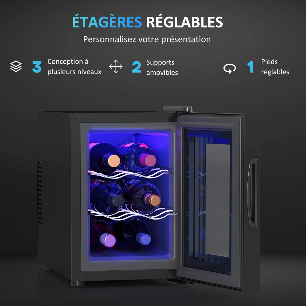 Cantinetta Vino 6 Bottiglie 17L ¨C zephmum ¨C Temperatura Regolabile 8-18¡ã LED Nero