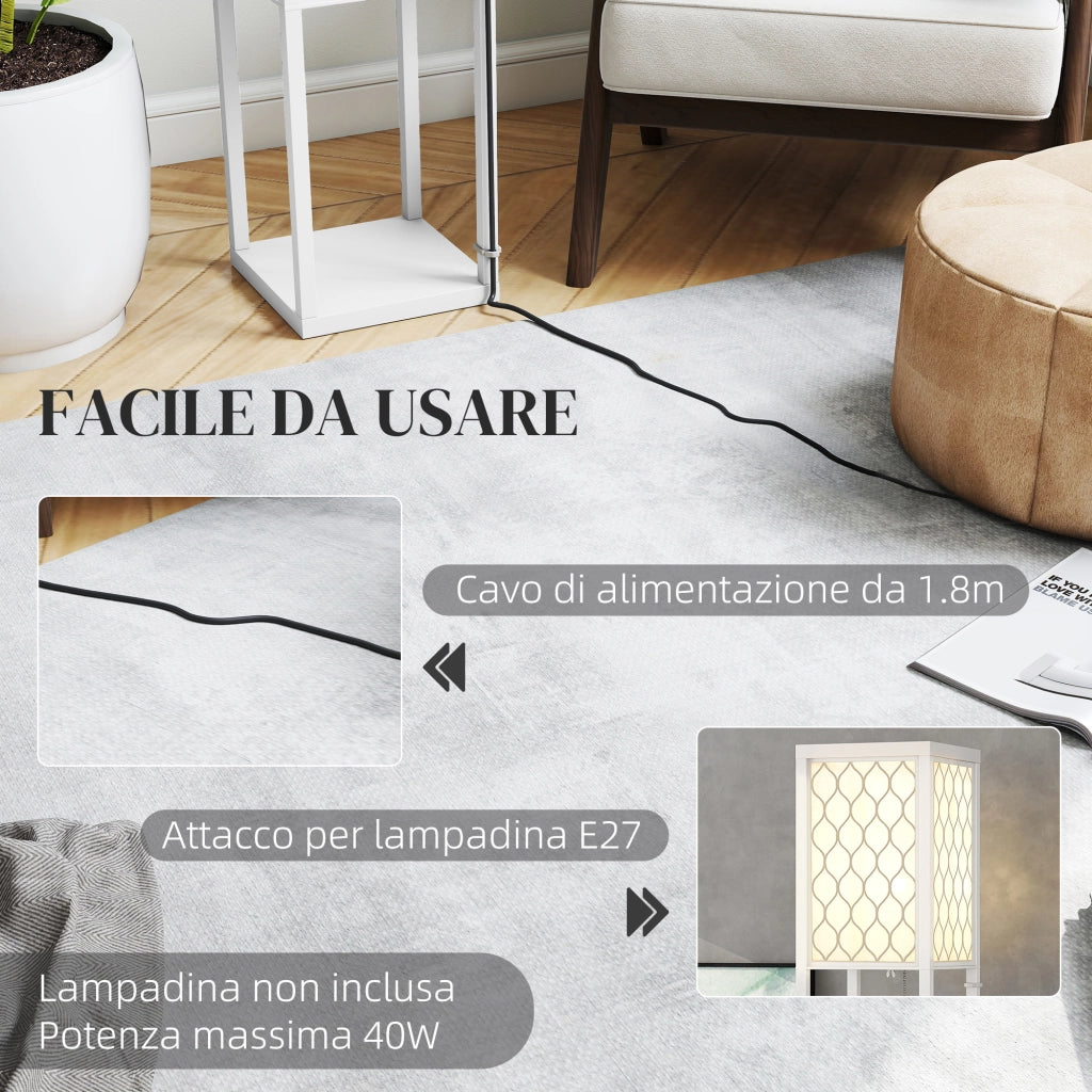 Lampada da Terra 2 in 1 con 3 Ripiani ¨C zephmum ¨C 26x26x160 cm, Bianco
