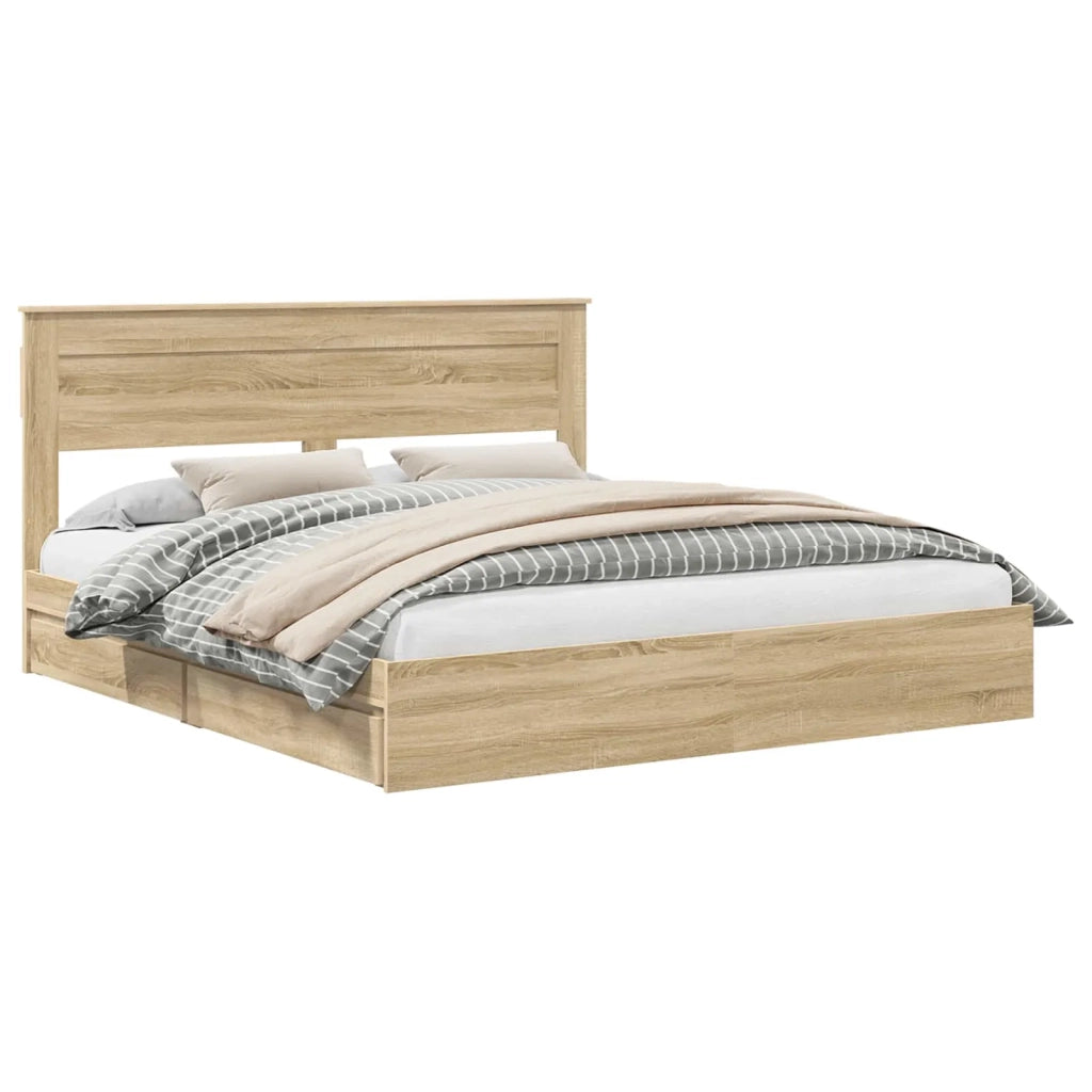 Letto con Contenitore con testiera Rovere Sonoma 180 x 200 cm