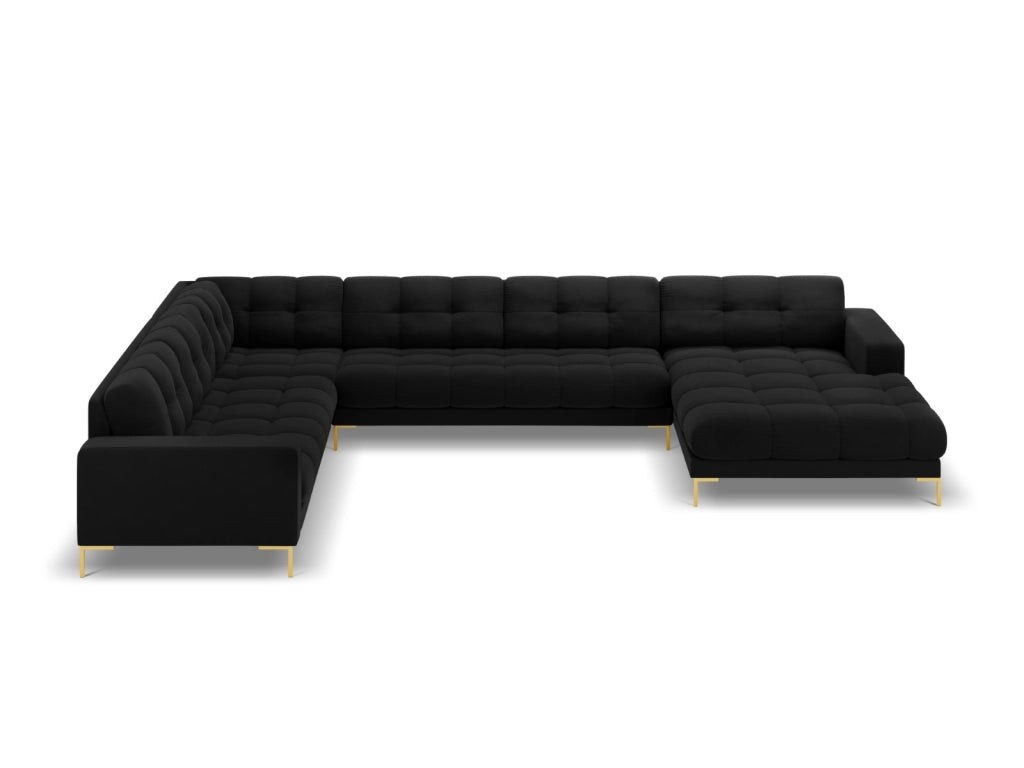 Cosmopolitan Design - Divano panoramico sinistro "Bali" 7 posti in velluto nero 