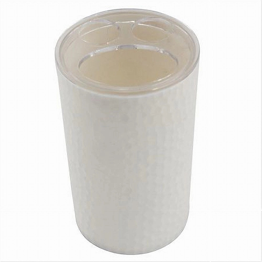 Trade Shop - Porta Spazzolini Bicchiere Accessorio Bagno Bianco 3 Fori Portaspazzolini 10435 -
