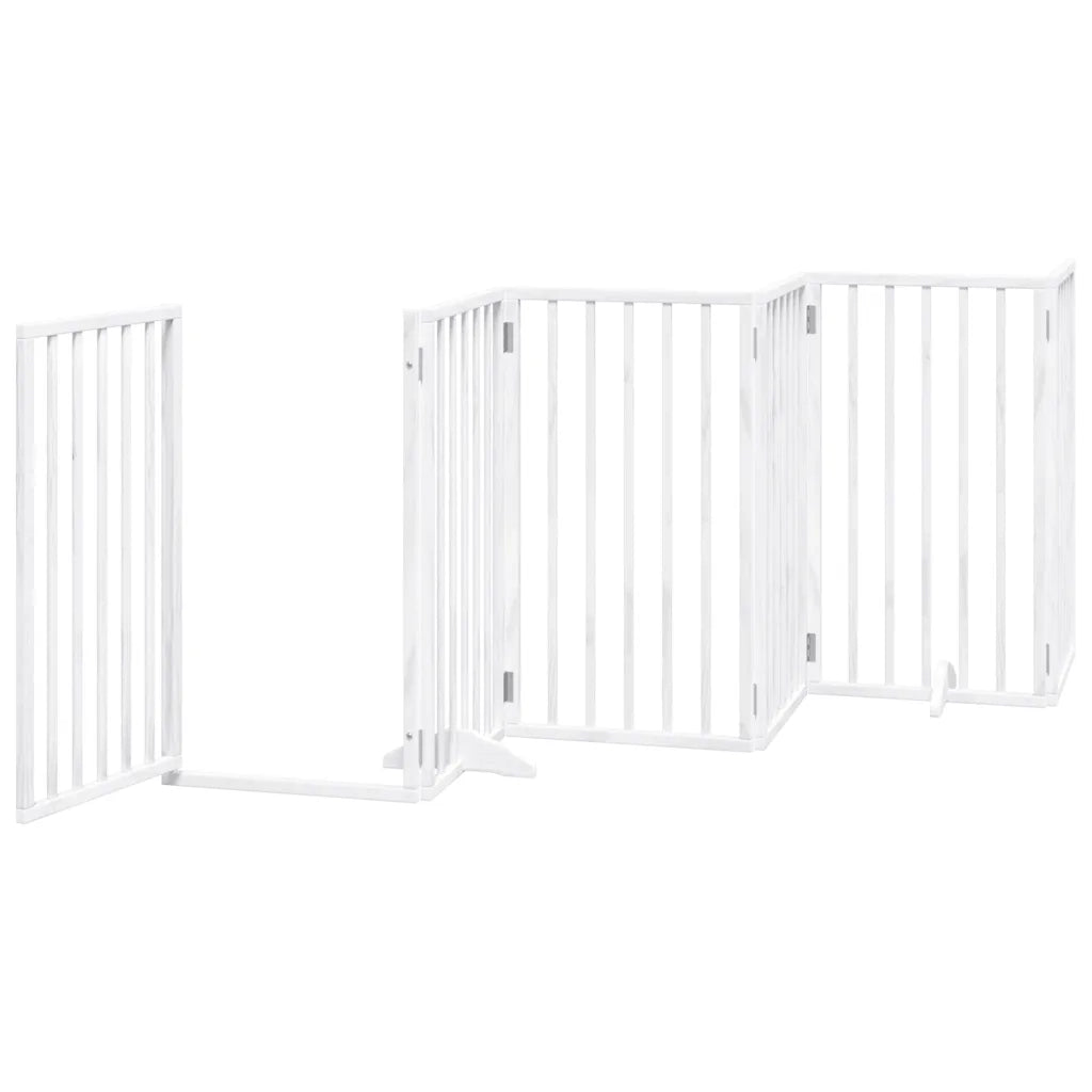 vidaXL Cancello Cani Porta Pieghevole Bianco 15 Pannelli 750 cm Pioppo