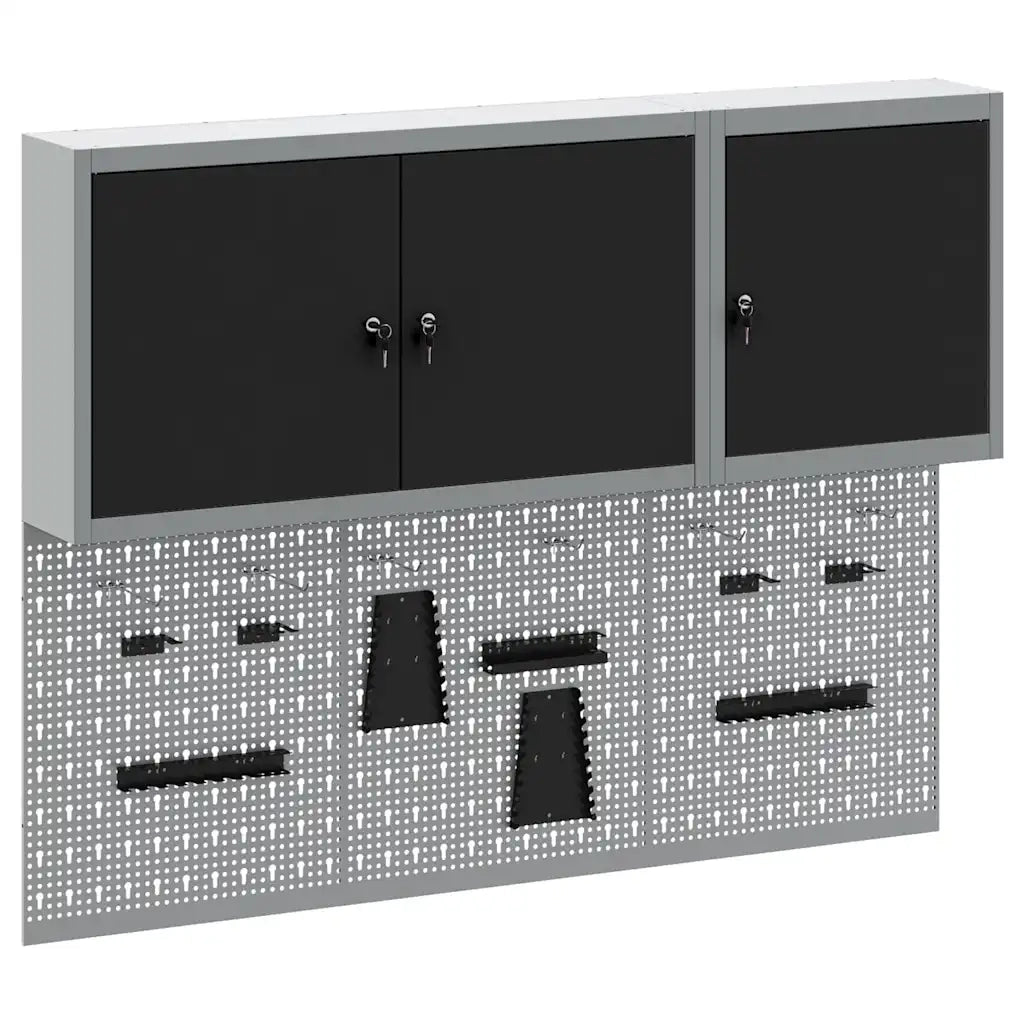 Set di armadi per attrezzi con lo scaffale 5 pcs Nero 3321400