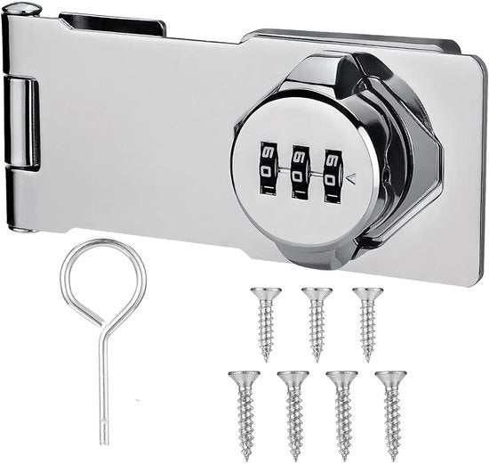 Serratura di Combinazione per Porte Intese, con Chiusura a Serratura e Blocco per Porte, con Combinazione a 3 cifre per Piccole Porte, per Armadi, Porte di Magazzino, Porte di Garage Esterno