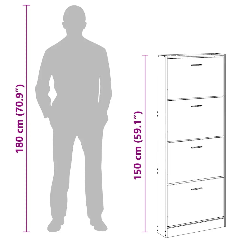 Scarpiera Bianca 59x17x150 cm in Legno Multistrato 342518