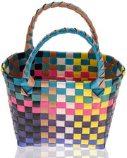 Carrello di Supermarket Compatto - Ripiegabile - Carrello di Frutta e Verdura - Carrello a Wicker - Maniglia - Impermeabile PVC