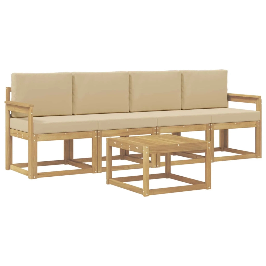 Set di divani da esterno 5 pz Bianco e Beige 3387202