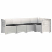 Divano da Giardino 5 Posti con Cuscini Stile Rattan PP Bianco 3444043