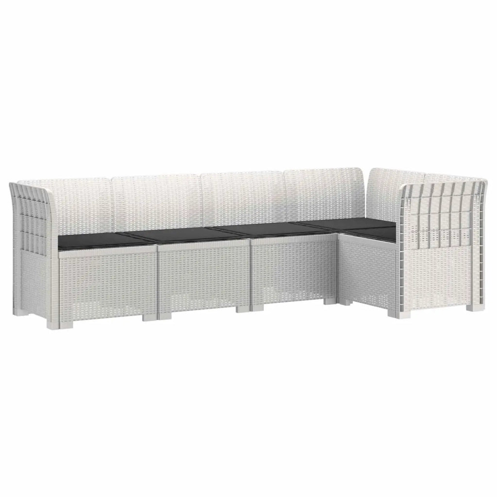Divano da Giardino 5 Posti con Cuscini Stile Rattan PP Bianco 3444043